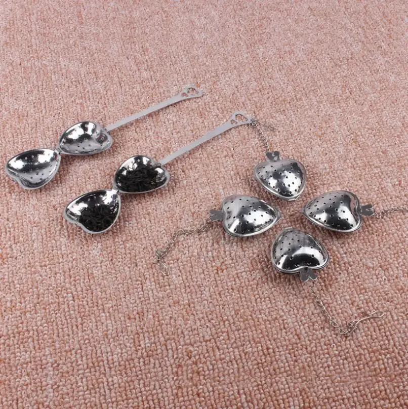 Love Heart Shape Style Stainless Steel Tea Infuser Teaspoon Strainer Spoon Handle Shower Tea Filter Gifts Favors