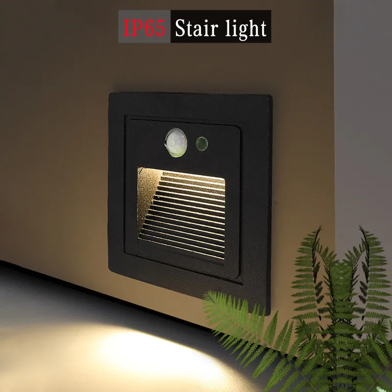 led incorporado cob staair sensing night light human sensing light iluminacao interior e exterior ip65 impermeavel tipo 86 01