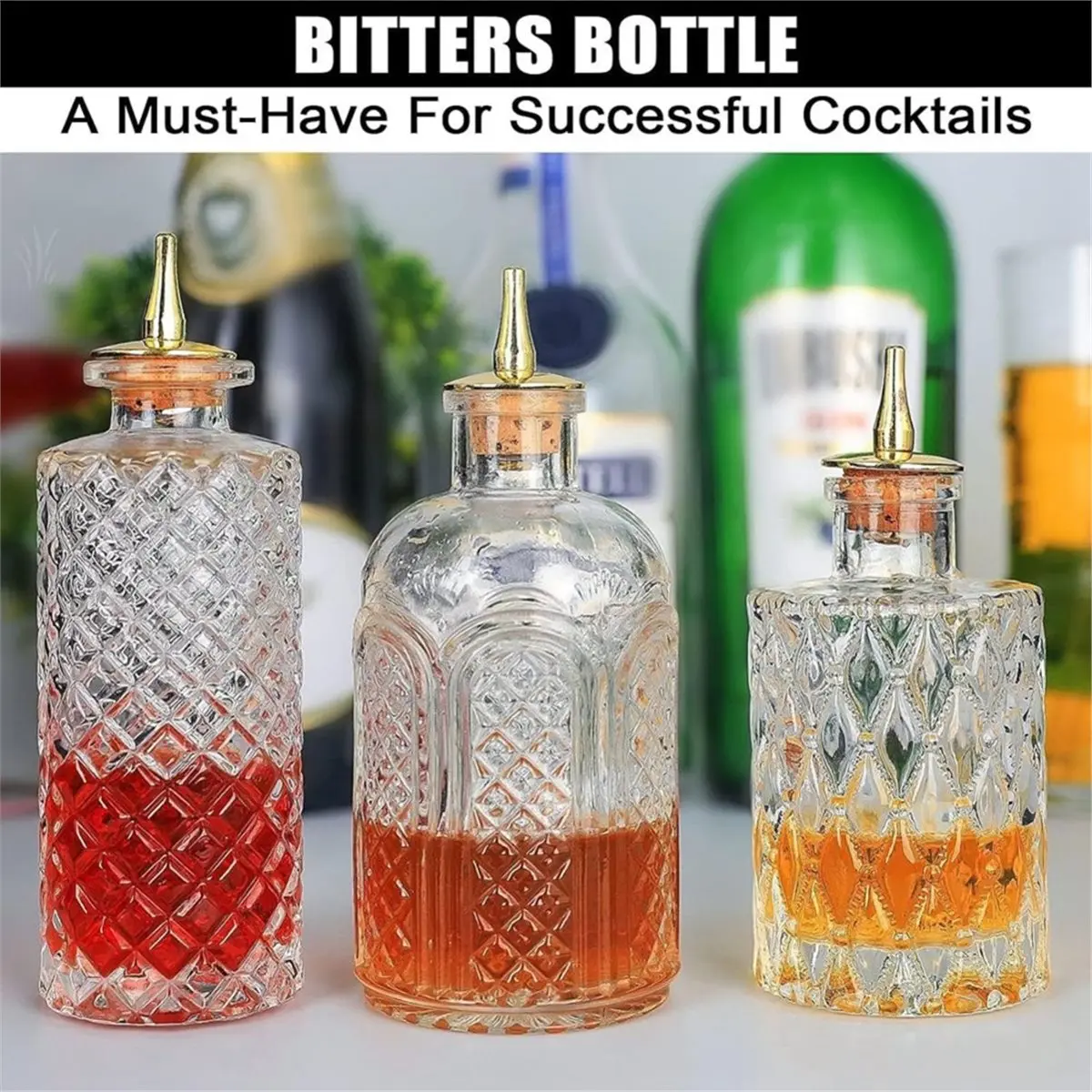 Bitters Bottle for Cocktails - Glass Dasher Bottles with Dash Tops, Great for Bartender,Home Bar