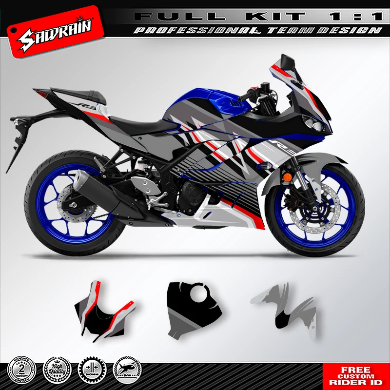 

Sawrain пользовательские мотоциклетные фоны Graphcis наклейки наборы для YAMAHA 2019 2020 2021 2022 2023 R3 005