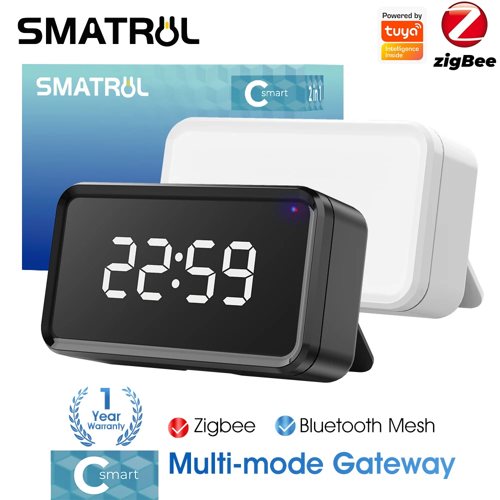 Tuya Smart Multi-mode Gateway ZigBee Bluetooth Wireless Bridge Hub Time Display App telecomando per Smart Life Alexa