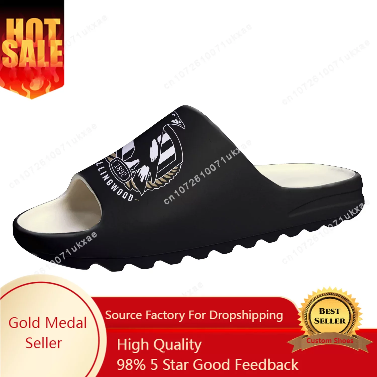 

Collingwood Magpies Australian Football Soft Sole Sllipers Home Clogs Step On Water Shoes Mens Womens Teenager customize Sandals