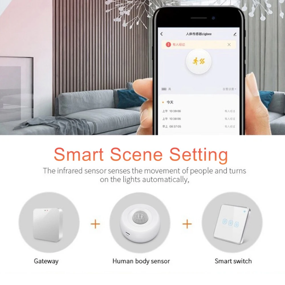 Tuya Smart ZigBee 3.0 Pir Motion Sensor Detector Infrared Human Motion Sensor USB Battery Powered with Zigbee Gateway Alexa