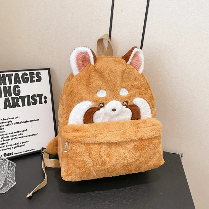 Niedlicher roter Panda-Plüsch-Rucksack, schöne Tiertasche mit großer Kapazität, beliebte Schulrucksäcke, Büchertasche, Winter, Geburtstag, bestes Geschenk