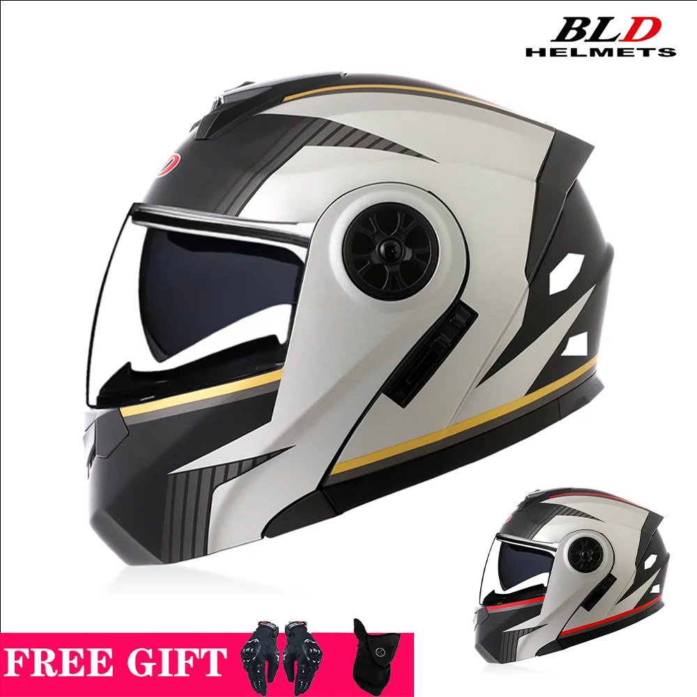 BLD Modular Flip Up Motorcycle Helmet Adult Anti-Scratch Visor Motorbike Racing Street Bike Scooter ATV Touring Daily Riding DOT