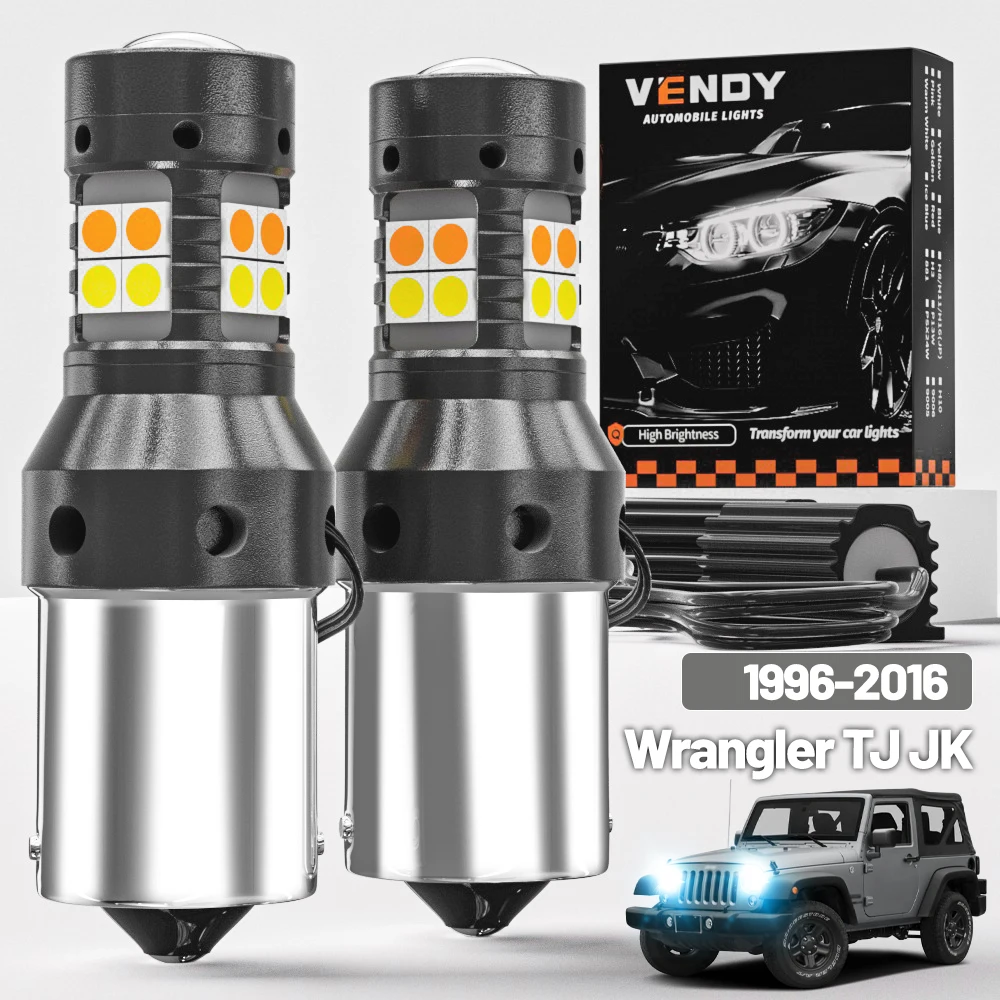 

2 шт. для Jeep Wrangler 2TJ JK 1996-2016 двухрежимный светодиодный указатель поворота + дневные ходовые огни DRL 2007 2008 2009 аксессуары Canbus