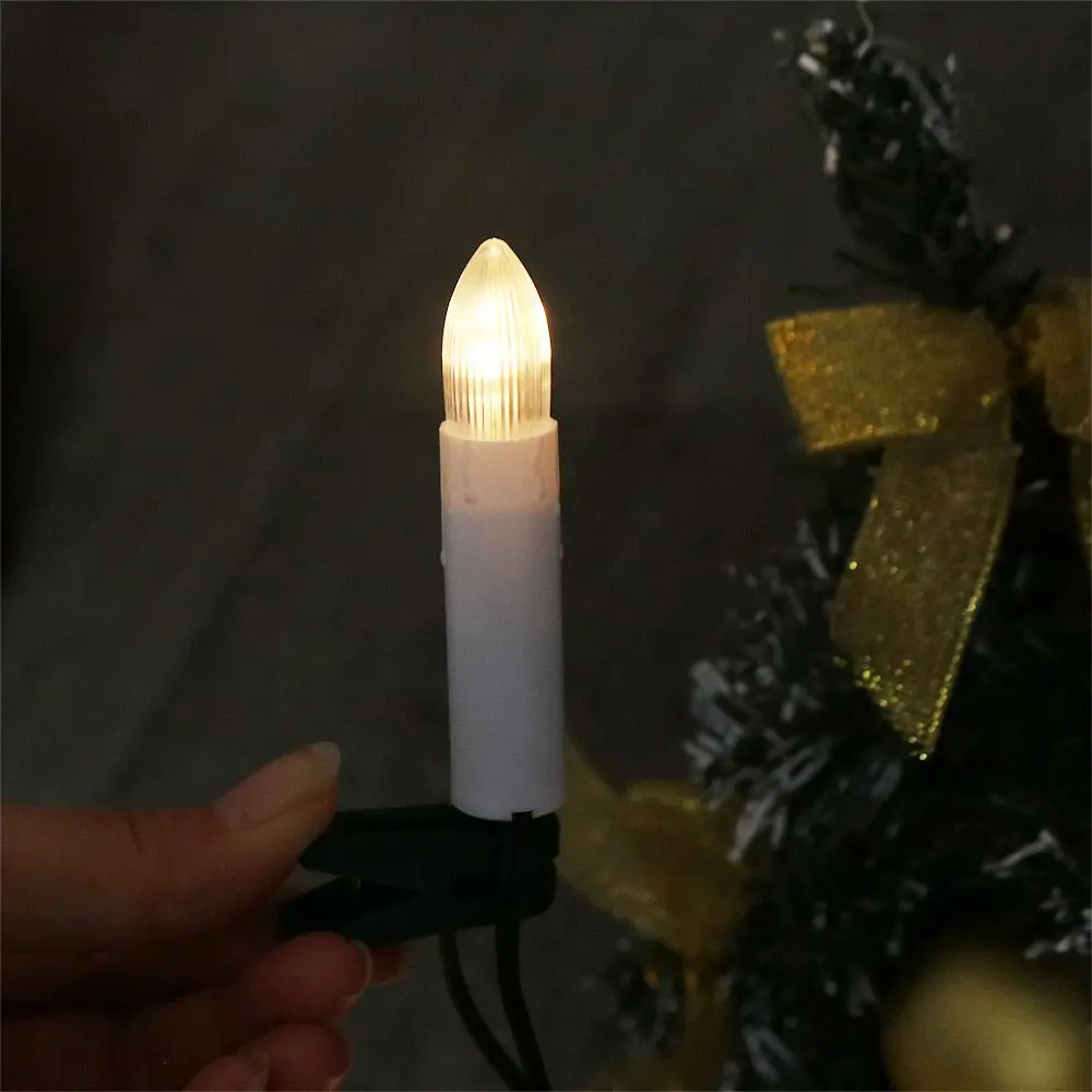 20PCS Flameless LED Candle String Clip-on Cone Shaped Christmas Tree Decorative Light Reusable Warm Light