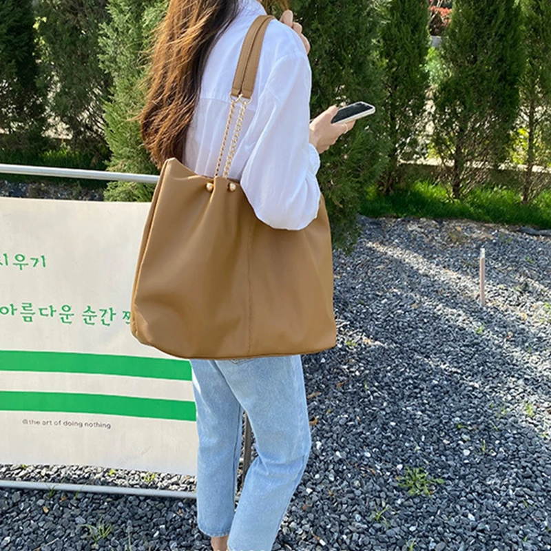 

Large Capacity Tote Shoulder Bag, Soft Leather Commuter Handbag, Shopping Work School Purse