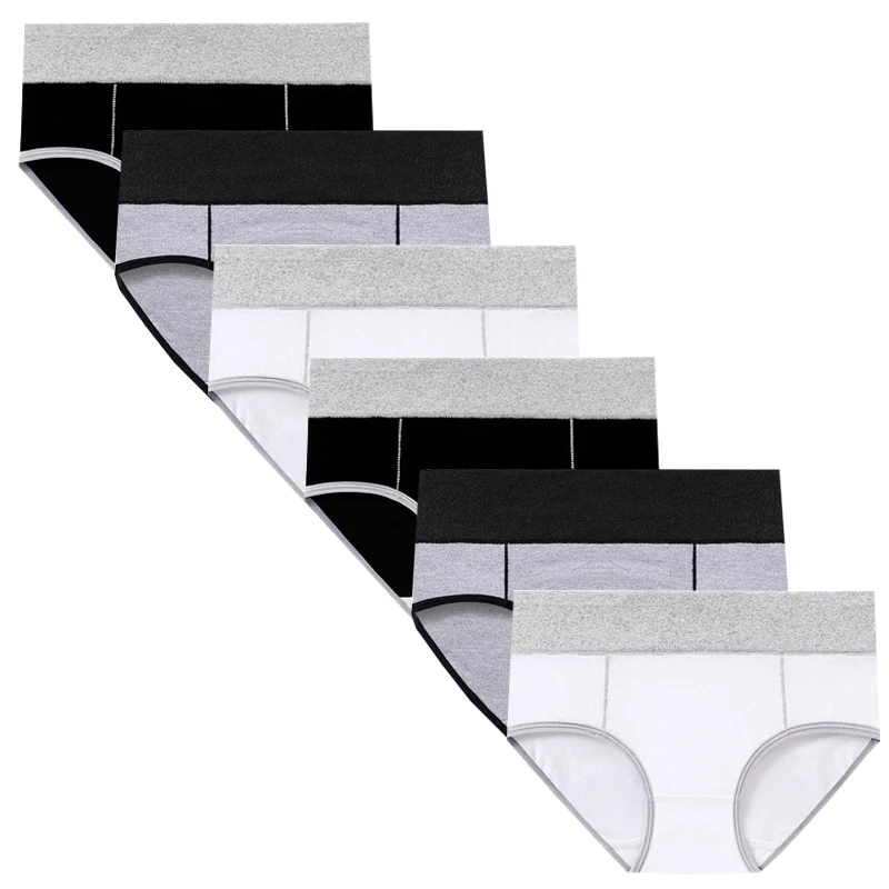 

6pcs Women's Cotton Panties Lady Large Size High Waist Underwear Fashion Girls Briefs Breathable Panty Plus Size Female Lingerie