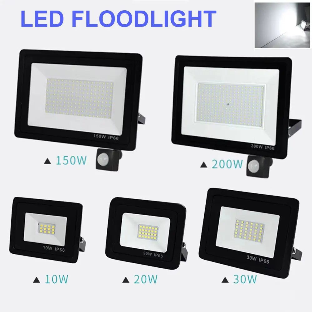 Led Floodlight 220V With Motion Sensor Detector Projector Outdoor Waterproof Led Spotlight 100W 50W 30W 20W 10W Street Wall Lamp