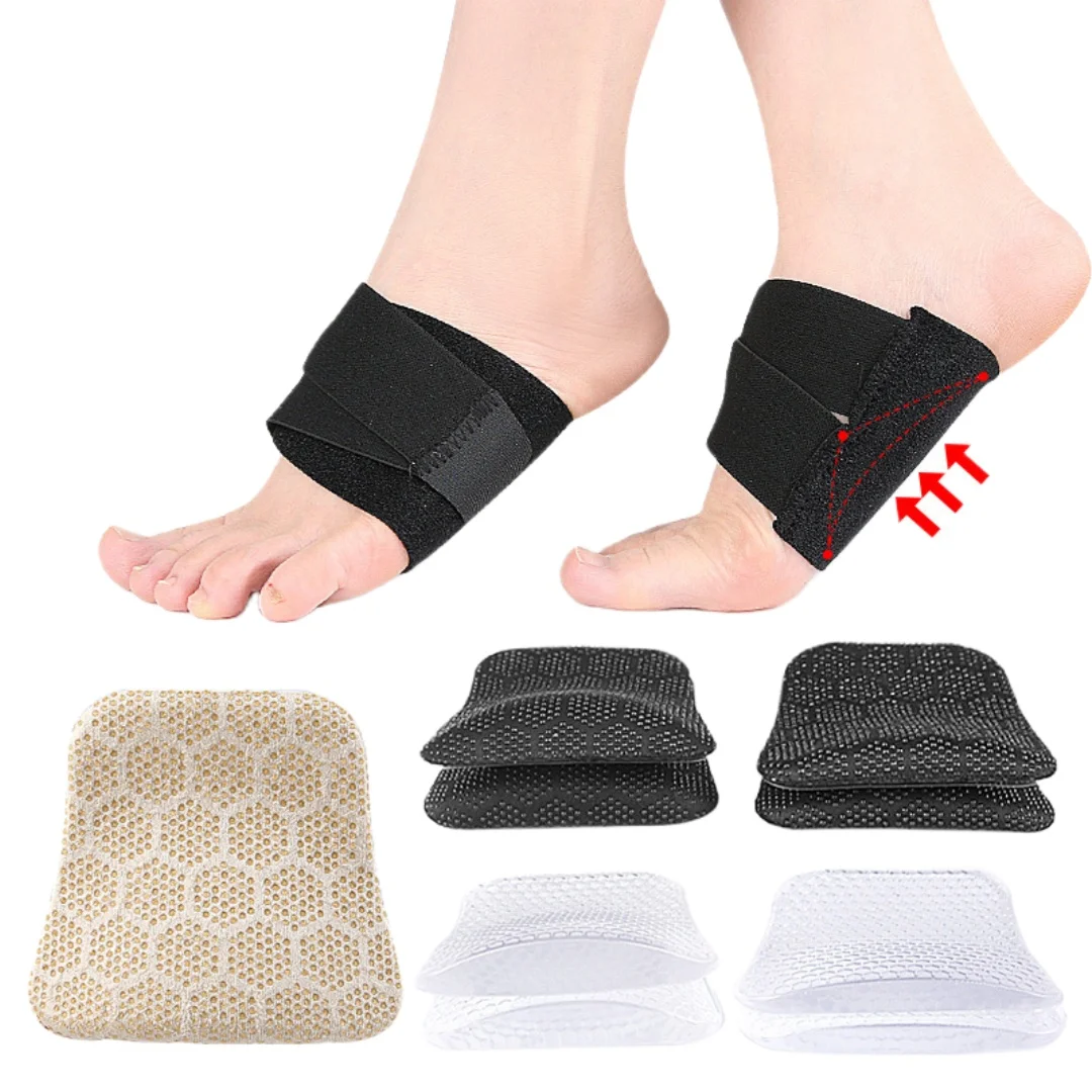 

1 пара регулируемых подушечек для свода стопы, бандажные стельки для поддержки свода стопы, противонатирающие амортизирующие сотовые массажные полустельки, подушечки для плоской стопы