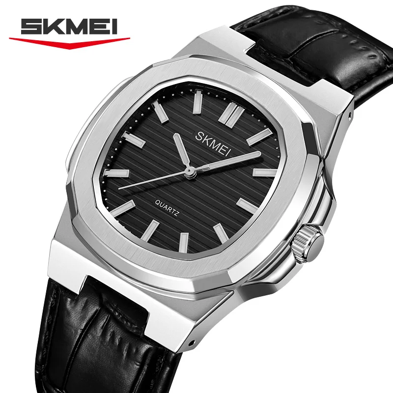 

SKMEI 2512 Top Brand Casual Square Simple Man Watch Waterproof Men Original Wristwatch High Quality Leather Men's Quartz Watches