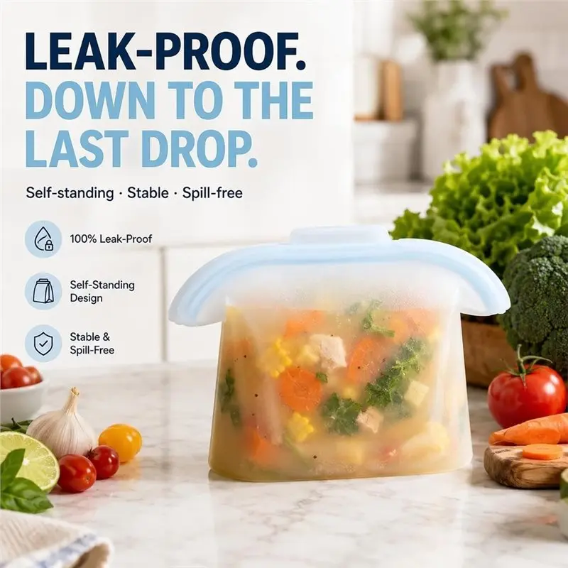 AAAN-Silicone Food Storage Bags Reusable Storage Bag Freezer Bags Dishwasher Safe Storage Bags