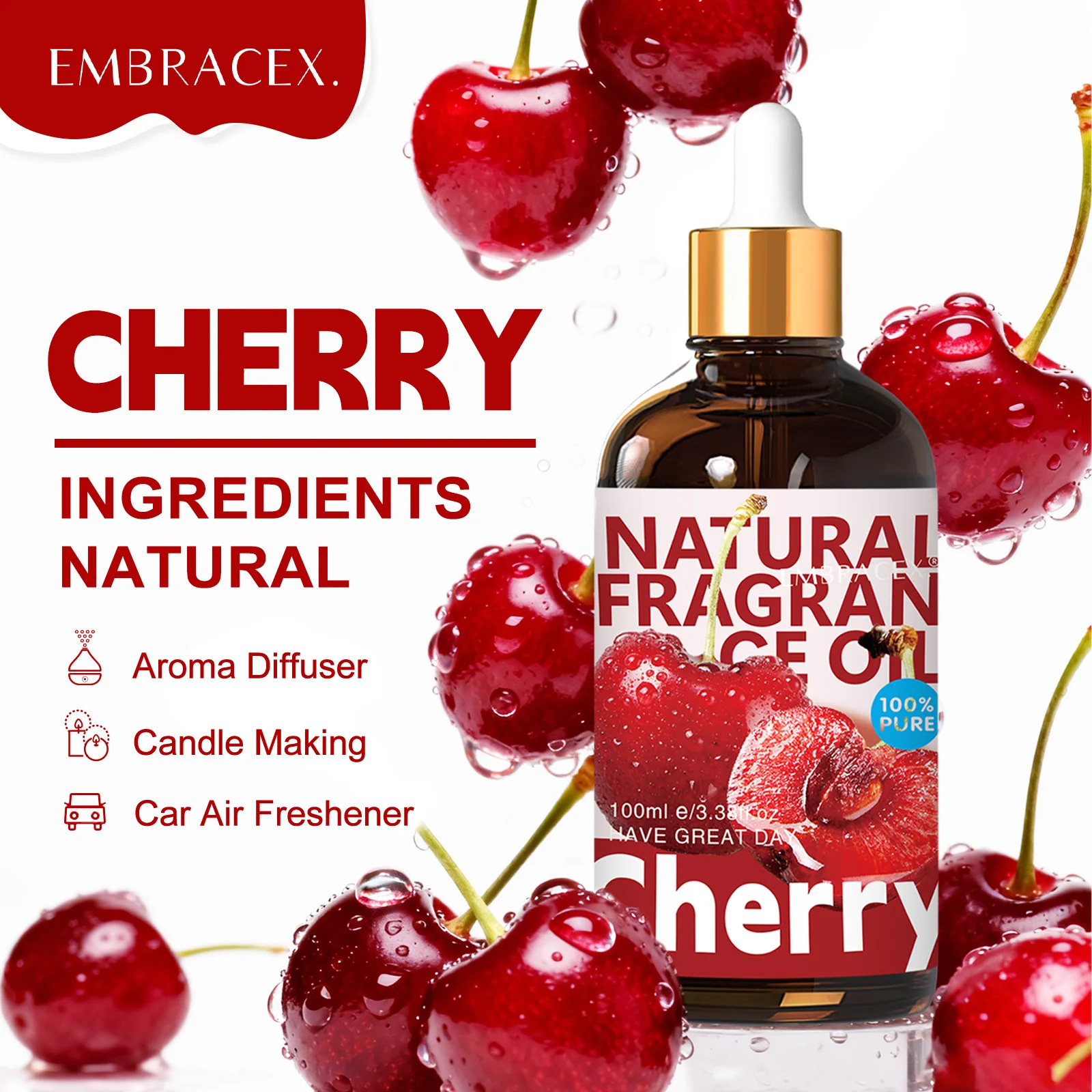 

100ml Cherry Essential Oil Body Oil Face Oil Fruit Fragrance Oil Massage Oil Candle Making Reed Diffuser Gift