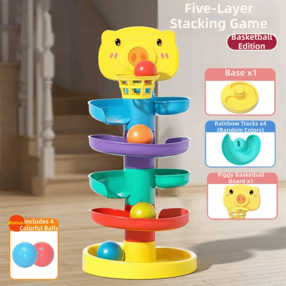 Boule coulissante Montessori, jouets à empiler, piste roulante, tour à boules roulantes, jeux éducatifs pour enfants, apprentissage des bébés