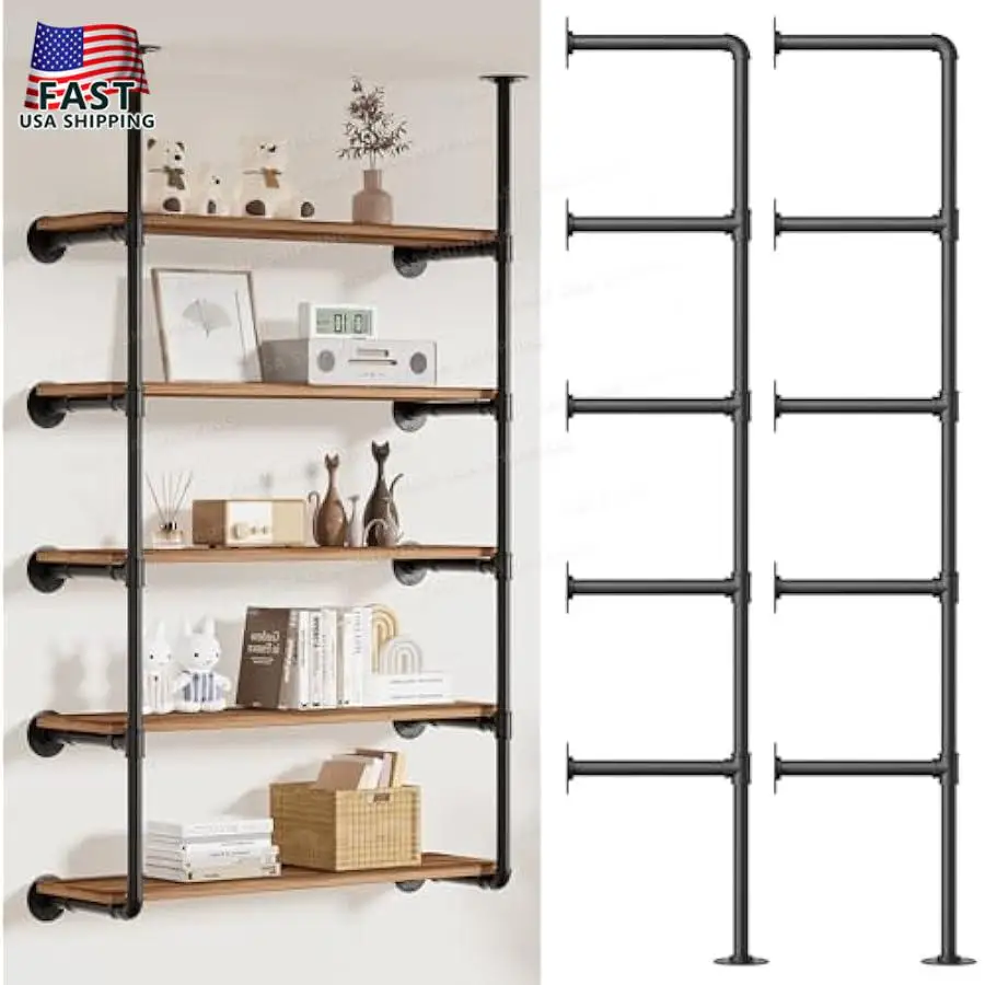 

Промышленные стеллажи для железных труб, настенное крепление без доски: 5-уровневая открытая книжная полка своими руками - полки для хранения железных труб