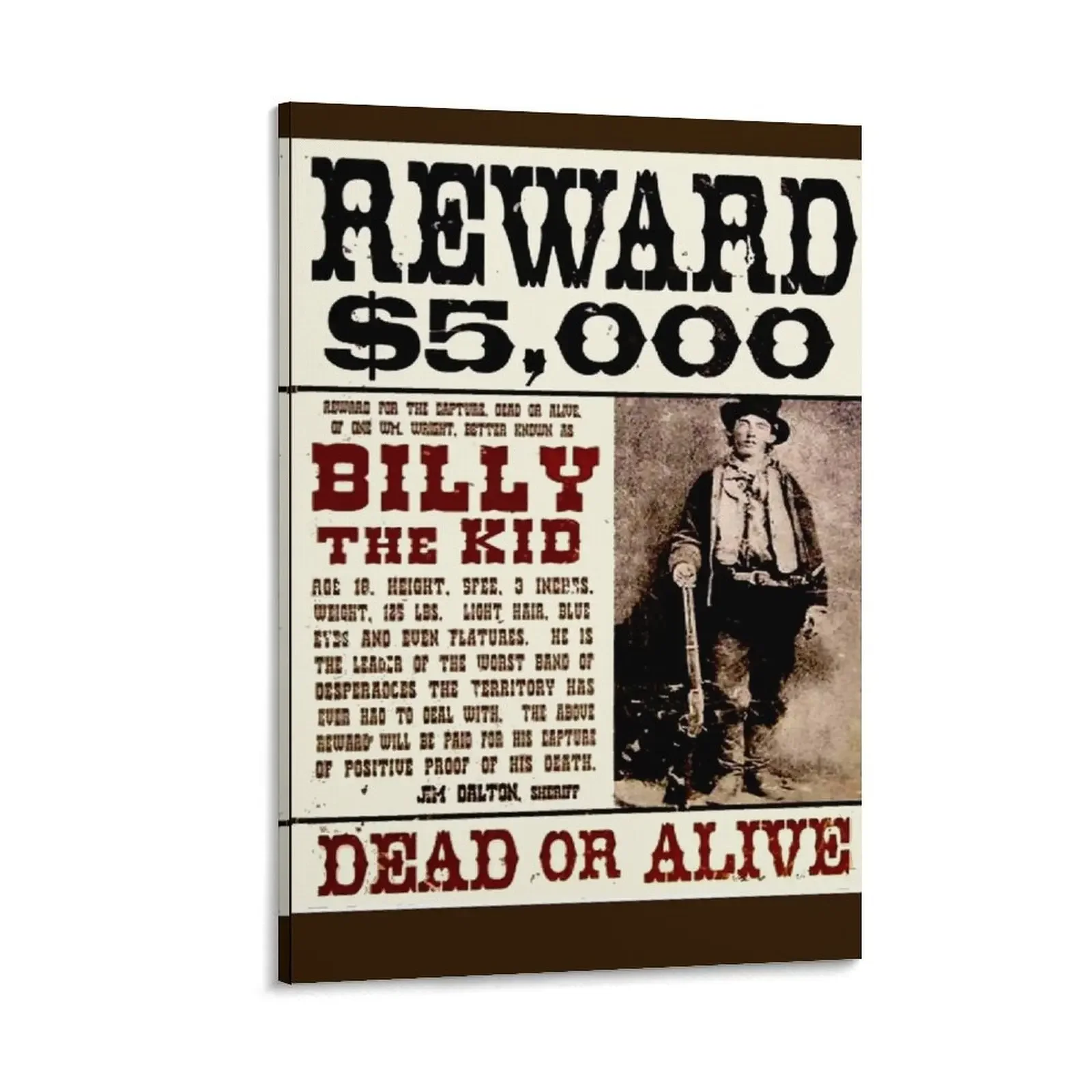 

BILLY THE KID : Vintage Restored Wanted Poster Canvas Painting Decoration wall wall decor fashion wall paintings