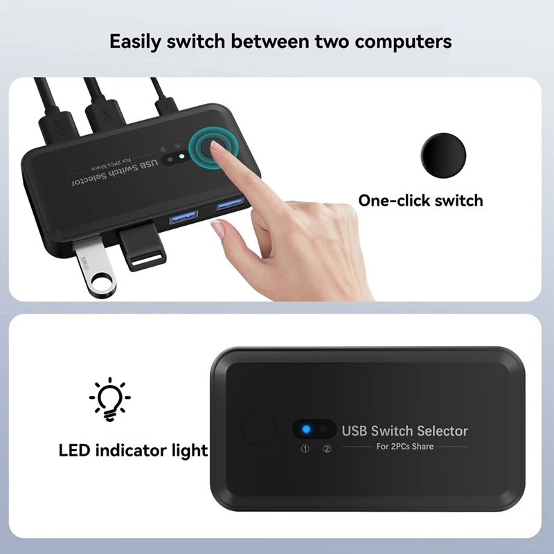USB 3.0 KVM pengalih pemilih KVM Hub, stasiun Dok 2 komputer berbagi Printer Keyboard Laptop PC Aksesoris Desktop