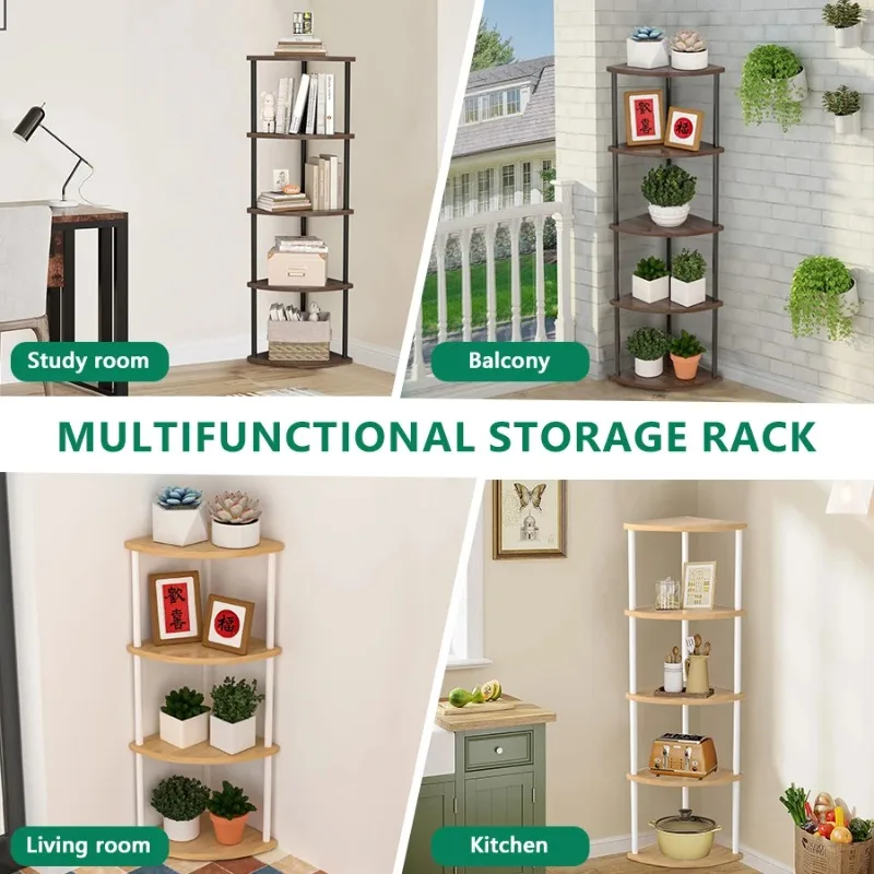 Storage Rack Wall Corner Shelf Practical Storage Rack Living Room/Kitchen/Bedroom Bookshelf Shelf Plant 、 Flower Rack 3/4/5/6