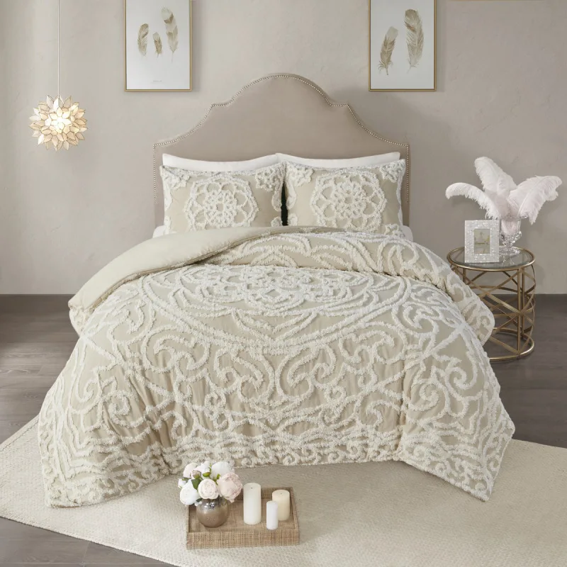 

Full/Queen 3 piece Tufted Cotton duvet cover set