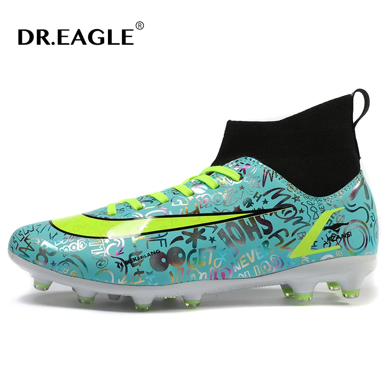 

DR.EAGLE Soccer Shoes Adult Kids TF/FG High Ankle Football Boots Cleats Grass Training Sport Footwear Trend Men‘s Sneakers 35-45