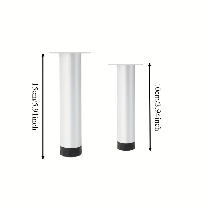 4pcs 10/15cm White Adjustable Metal Furniture Legs Cylindrical Support Legs DIY for Cabinet Sofa Table Replacement Feet