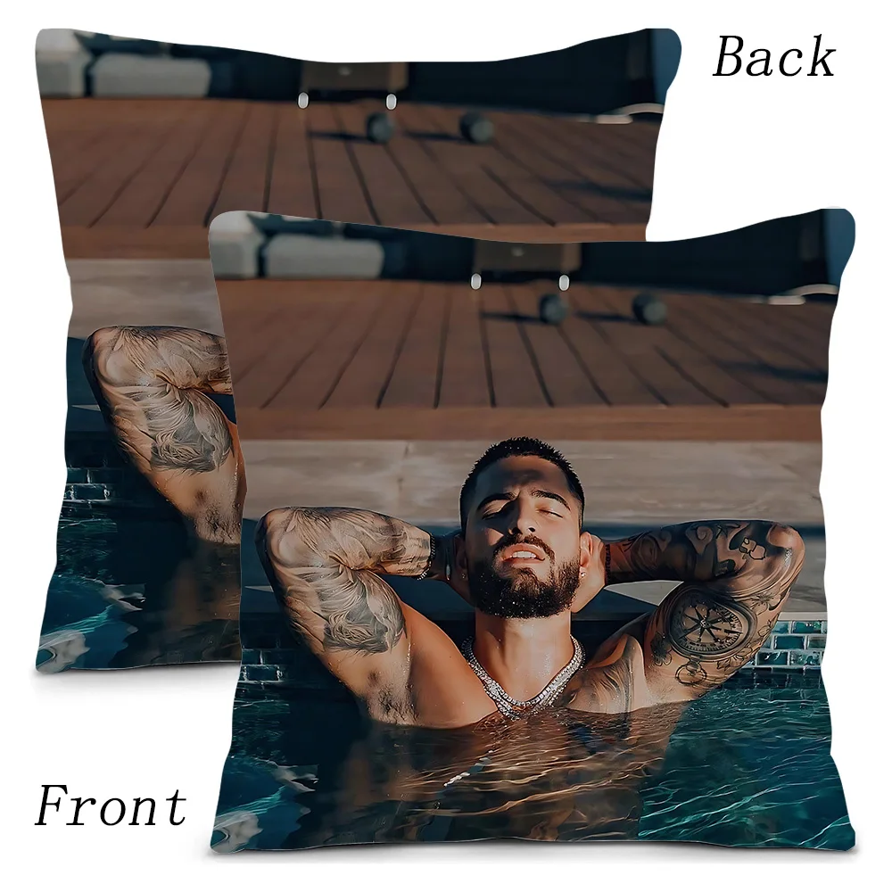 S-Singer M-Maluma Pillow Covers Cartoon Sofa Decorative Home Double-sided Printing Short Plush Cute Cushion Cover