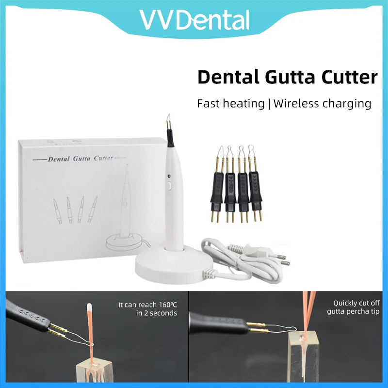 

VVDental Dental Gutta Cutter with 4 Tips Fast Heating Wireless Charging Gum Cutter Endodontics Cutta Dentistry Equipment Tools
