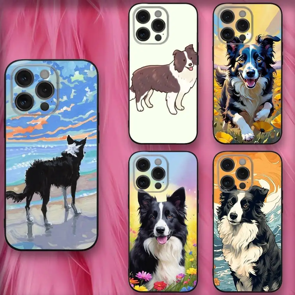

Cute Border Collies Phone Case For iPhone 16,se4,15,14,13,12,11,Pro,X,XS,Max,XR,Plus,Mini Soft Black Cover
