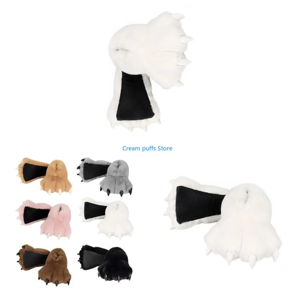 

50L Furry Animal Claw Paws Slippers Уютные плюшевые тапочка Fun Fun Halloween Cosplay Costum