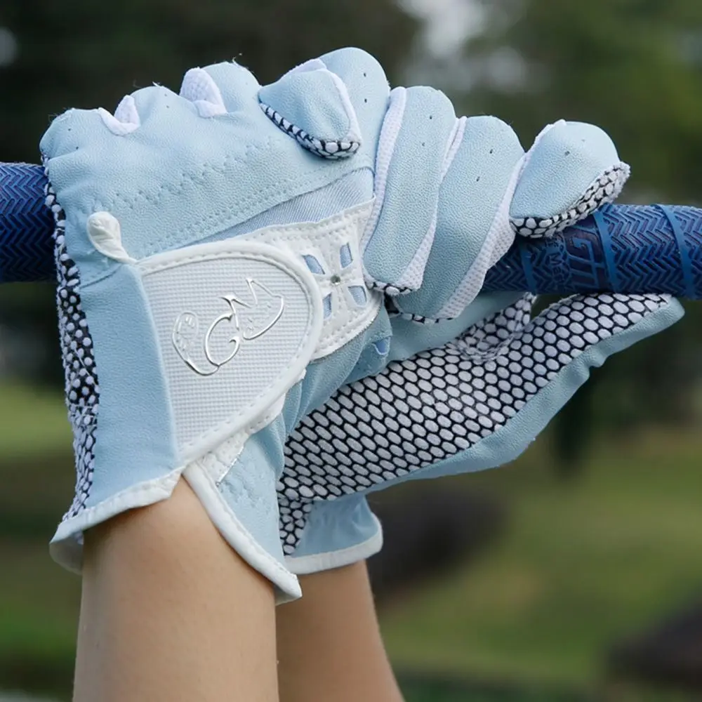 

Breathable Women's Golf Gloves Comfortable Wear Resistant PU Leather Golf Mittens Elastic Anti-Slip Particles
