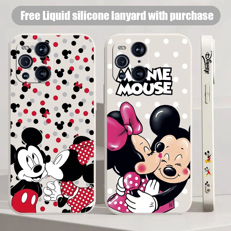 

Loving Mickey and Minnie Phone Case For OPPO Find X2 X3 X5 Pro Lite Neo Reno 2 Z 5 6 7 8 10 Lite Pro Liquid Left Rope Shell Capa