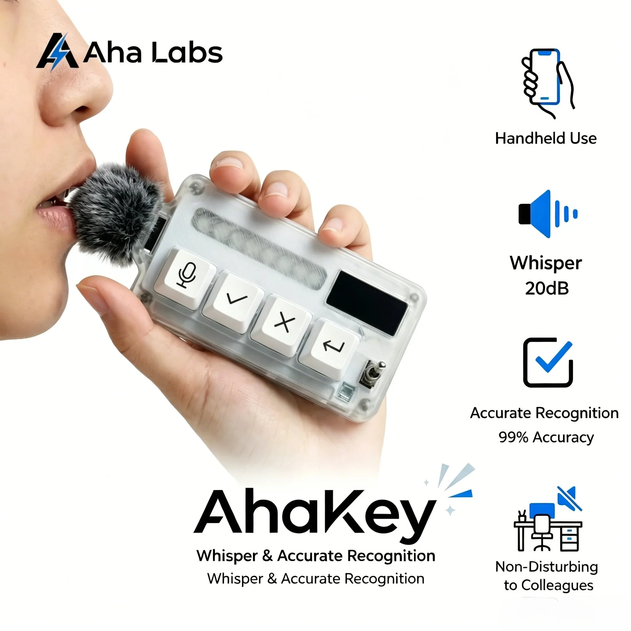 AhaKey AI Voice Input Keyboard with DJI Mic Mini for Claude Codex Vibe Coding AI Agent