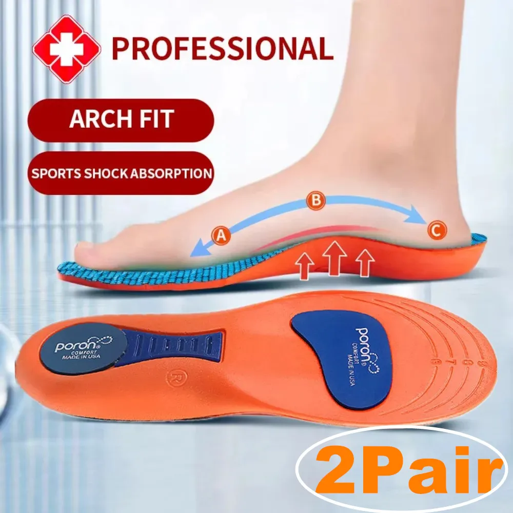 2Pair Orthopedic Sport Insoles for Men & Women EVA Breathable Shock Absorption Shoe Inserts for Running Basketball Sports Care