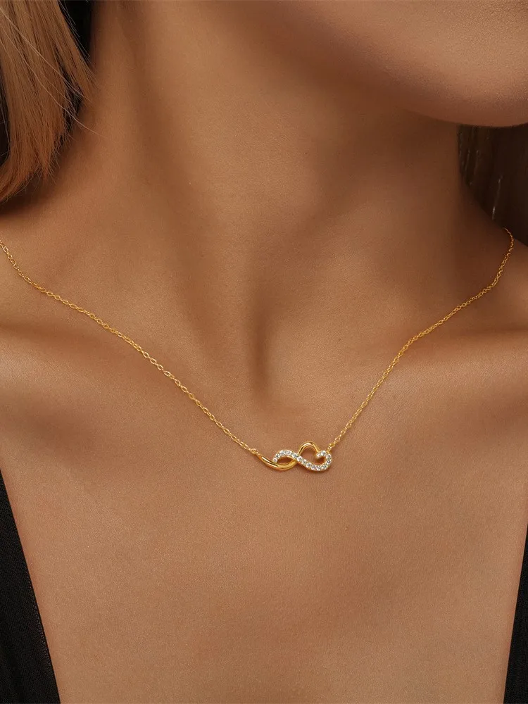 CANNER 925 srebro w kształcie serca nieskończona cyrkonia naszyjnik dla kobiet 18K złoto Ins luksusowy naszyjnik Fine Jewelry Party prezent — zdjęcie 2