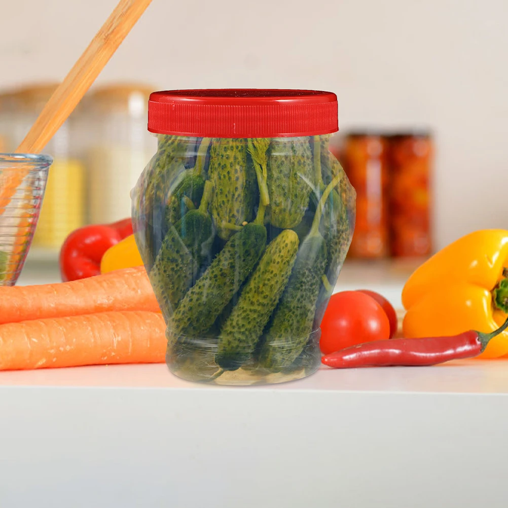 

5pcs Heart Clear Plastic Candy Bottle Chili Sauce Storage Containers Tight Lid Kitchen Dry Small Jars Goods Jars