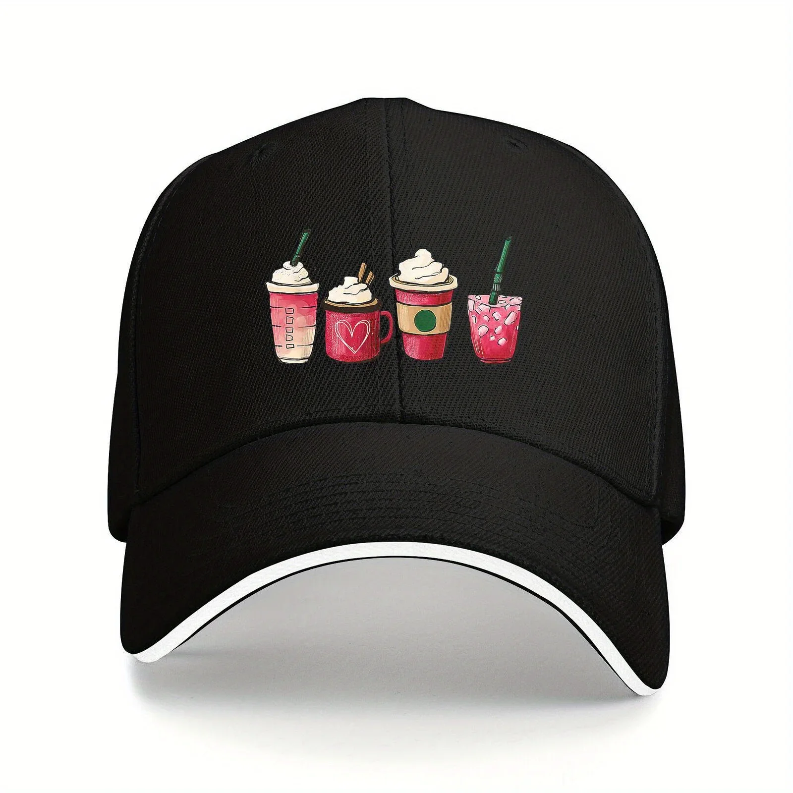 

Coffee Lover Cups Latte Kids Baseball Cap Youth Sports Comfortable Casual Baseball Hat Adjustable Sandwich Brim All Seasons