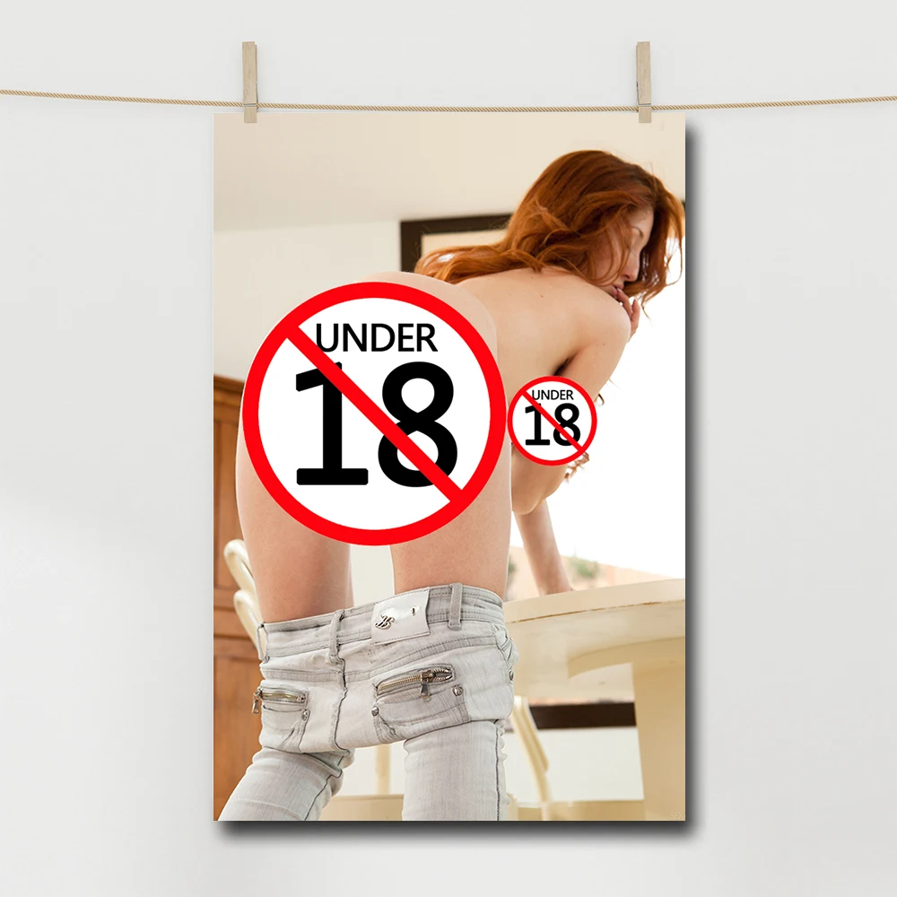 Nude Redhead Girl in Jeans Canvas Posters and Prints Bedroom And Living Room Wall Art Picture Home Decoration Painting