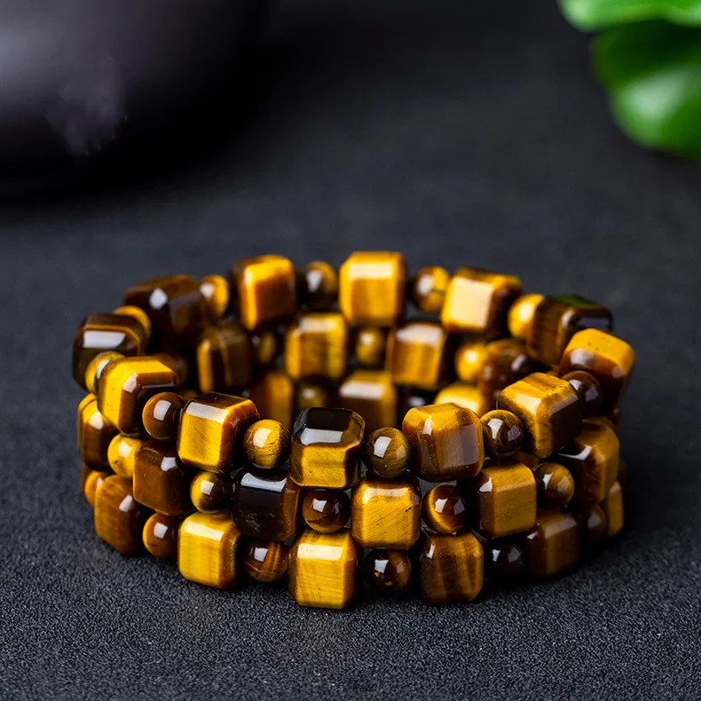 

Натуральный желтый тигровый глаз кубические бусины браслет для женщин и мужчин 8x8 мм желтый тигровый глаз браслет ювелирные изделия AAAAAA
