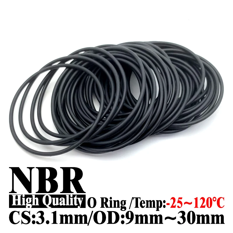

20Pcs CS 3.1mm OD 9mm~30mm NBR O-Ring Set Oil Resistant Nitrile Rubber Seals for Hydraulic & Automotive Use -25Deg C ~ 120Deg C