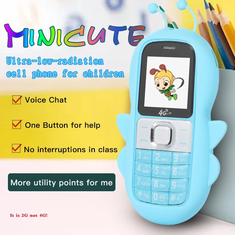 GSM 2G Cute Bee Shape Childrend Mobile Small Size Blacklist Dual Sim Cards Low Radiation Palm Phone For Kids Unlockded