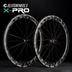 ELITEWHEELS PRO X WEAVE Carbon Wheelset Ceramic Bearing Or Normal Hub Bicycle Wheels Aero A1 Brake Surface Tubeless 40mm 50mm