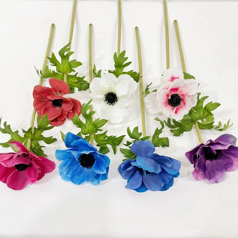 5 шт., искусственные цветы с имитацией анемона, украшение для гостиной, дома, свадебный декор, букет мака, искусственные цветы