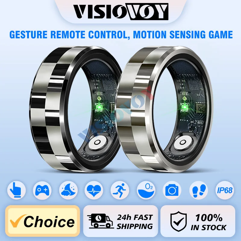 

Visiovoy Smart Ring with Gesture Controls for Men Women, Health and Sleep Monitor, 5ATM Water Resistant, Multiple Exercise Modes