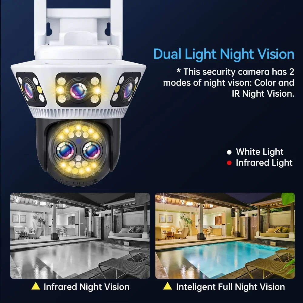8K 12MP WiFi Camera Outdoor Night Vision 10X Zoom Three-screen Body Detection Two-way Voice Security Video Surveillance IP CCTV