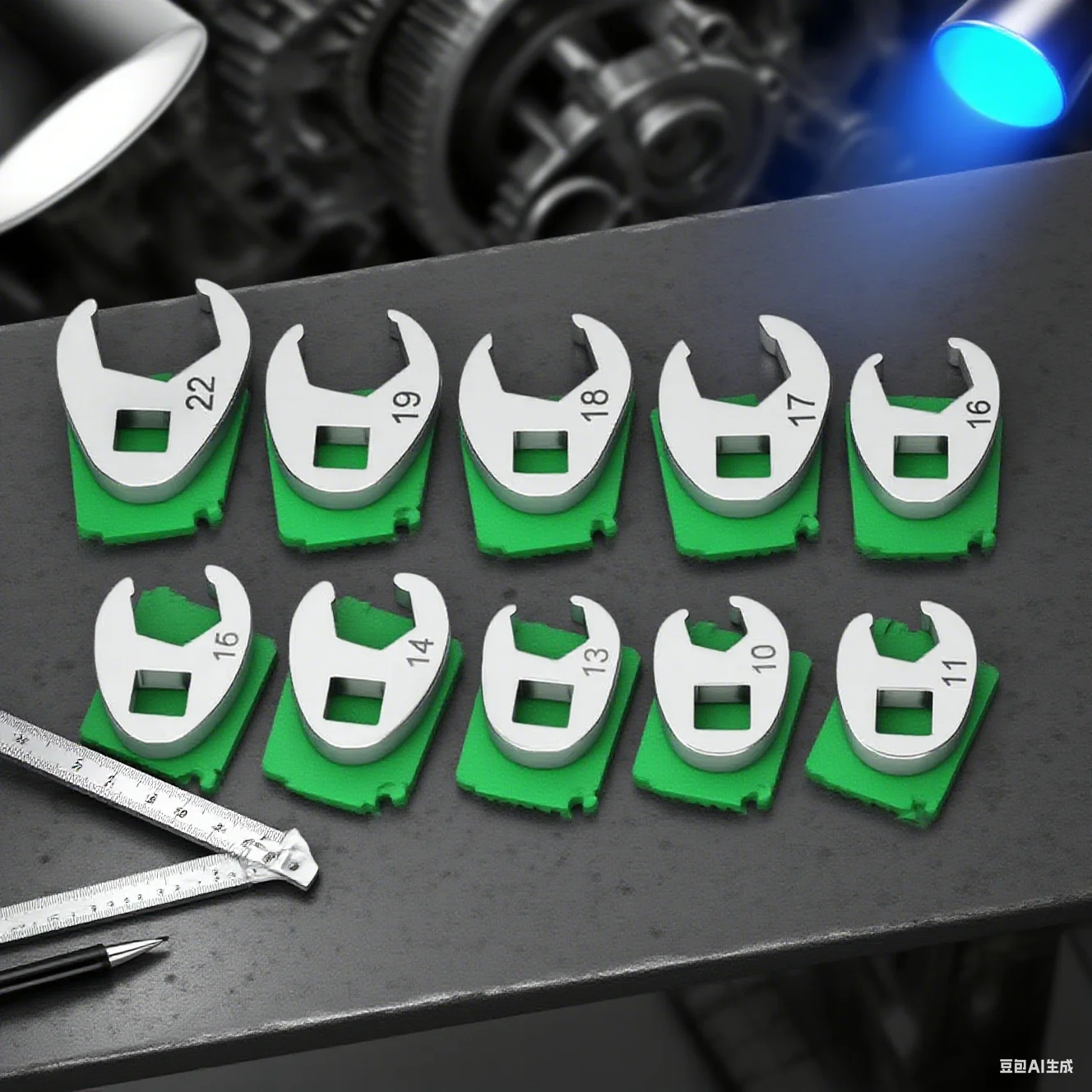 

3/8-дюймовый приводной ключ Crowfoot от 10 до 22 мм, метрический гаечный ключ с открытым концом, метрический подвижный открытый ключ с трещоткой