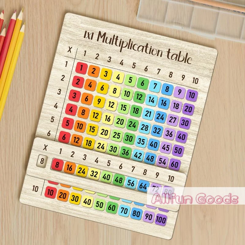 1Pcs Colorful Multiplication Table Wooden Boards Suitable For Math Classes And Back-to-School Gifts, Ideal For Family Gatherings