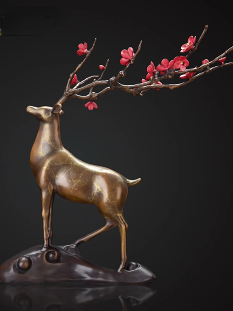 Sika, deer, deer ornaments, copper handicrafts, foyer, TV cabinet, living room decoration, housewarming gifts