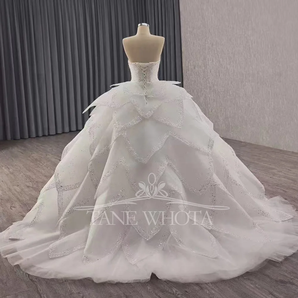 공주 스타일 연인 민소매 웨딩 드레스 레이스 업 뒤에 분리형 스커트 스팽글 맞춤형 2025 Robe De Mariée