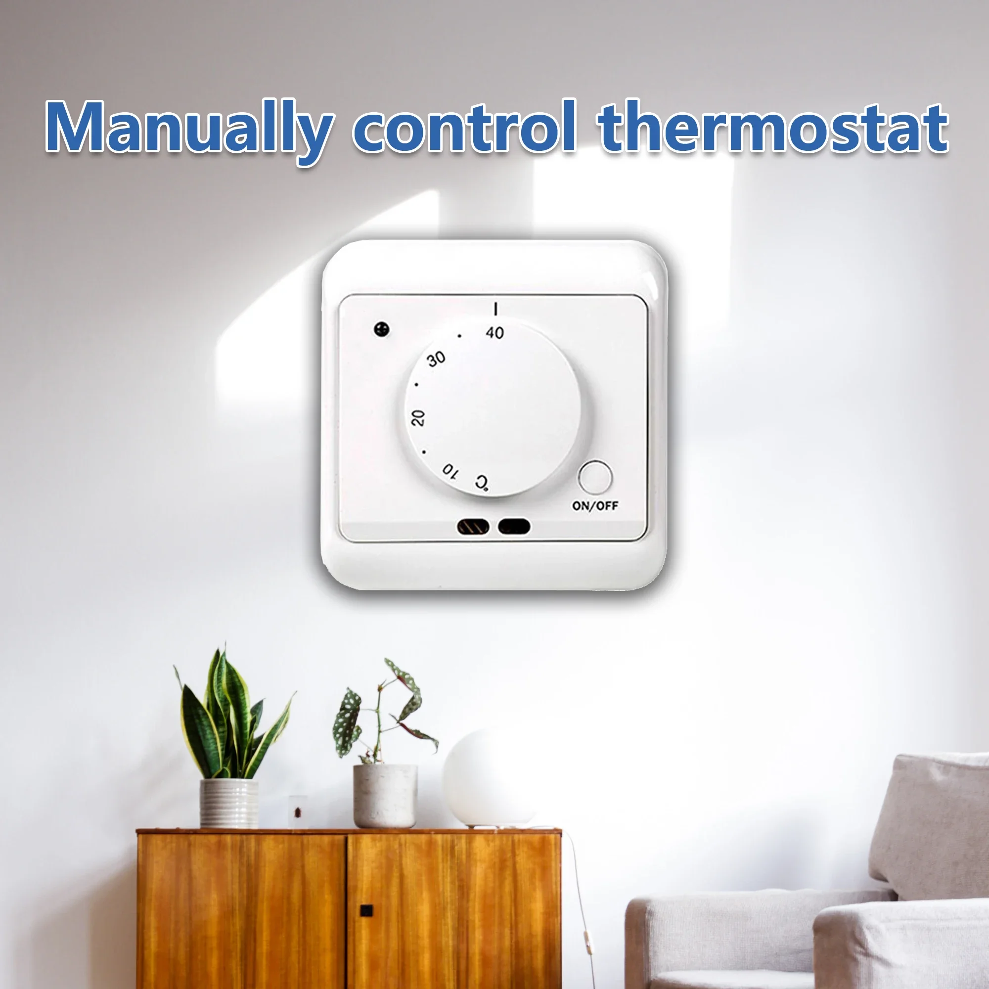 Механический комнатный термостат ME720, электрический подогрев пола, 16А, ручка контроля температуры, белый